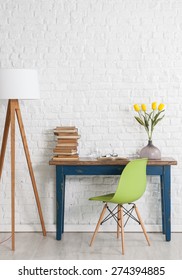 Brick Wall Desk Interior