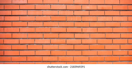 Brick Wall Of Fence As Texture Or Background, Long Picture Of New Modern Brickwork