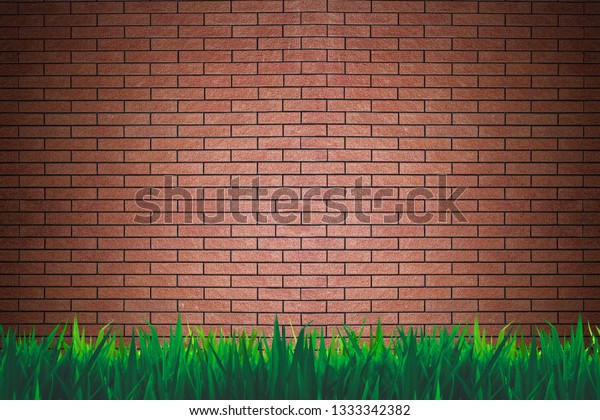 Brick Wall Grass Background Wallpaper Stock Photo 1333342382 | Shutterstock