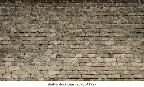brick wall made of old brown bricks close up.