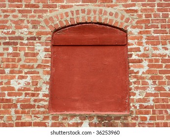 Brick wall with red window, could be used for text