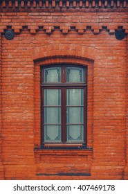 Brick Wall Restaurant Facade With Window.