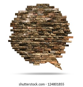 brick wall texture of speech bubble background, isolated on white (Save paths for design work)