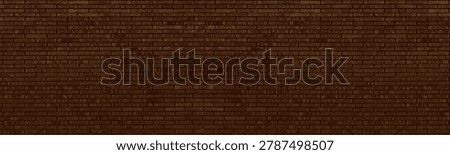 Brick wall wide panoramic texture. Bronze brown dark masonry widescreen panorama. Brickwork large long abstract grunge background