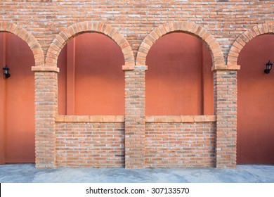 Brick window as a frame, isolated on wall 