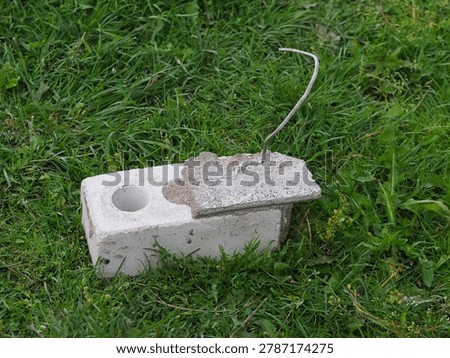 brick with wire for cladding a building. flexible bond brick
