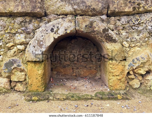 Bricked Stone Arch Wall Gravel On Stock Photo Edit Now 611187848