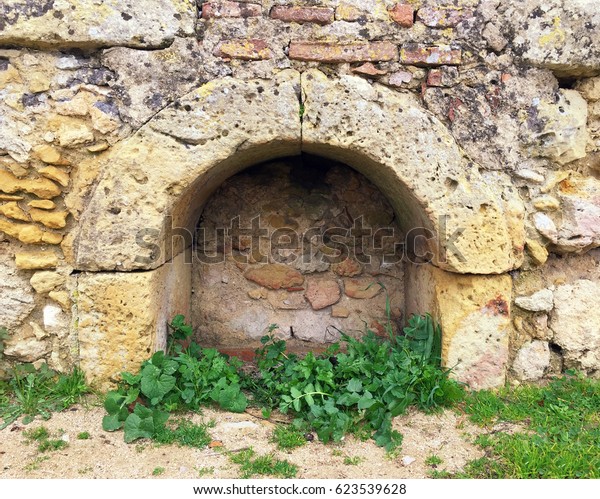 Bricked Stone Arch Wall Gravel On Stock Photo Edit Now 623539628