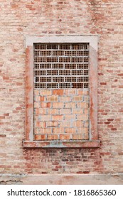 Bricked Up Window Of Old Mental Hospital, Exterior Building Detail