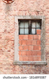 Bricked Up Window Of Old Mental Hospital, Exterior Building Detail