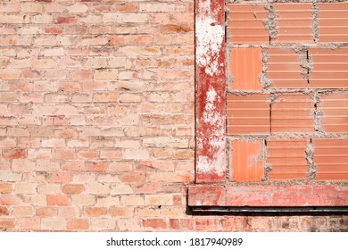 Bricked Up Window Of Old Mental Hospital, Exterior Building Detail