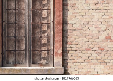 Bricked Up Window Of Old Mental Hospital, Exterior Building Detail