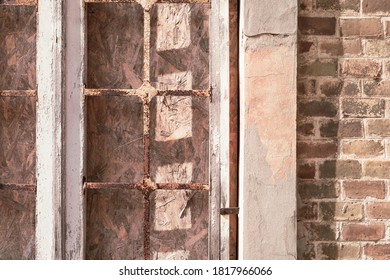 Bricked Up Window Of Old Mental Hospital, Exterior Building Detail