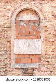 Bricked Up Window Of Old Mental Hospital, Exterior Building Detail