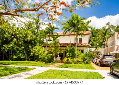 Brickell, FL, USA - May 15, 2021: Photo Of A Single Family House In Brickell Miami Neighborhood