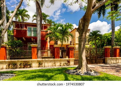 Brickell, FL, USA - May 15, 2021: Photo Of A Single Family House In Brickell Miami Neighborhood