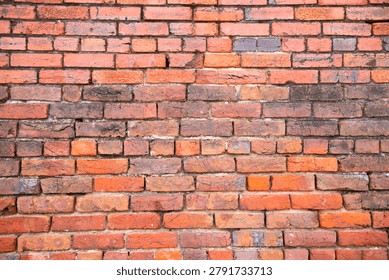Bricks on wall texture. Background in masonry pattern. Wall on redbrick surface. Background for rustic backdrop.