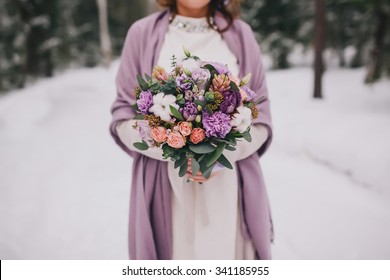 Bridal Bouquet Flowers Closeup, Winter