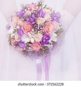 bridal bouquet of mixed colorful flowers  - Shutterstock ID 372562228