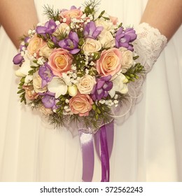 bridal bouquet of mixed colorful flowers  - Shutterstock ID 372562243