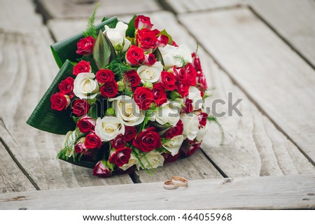 bridal bouquet red white roses vintage stock photo edit now