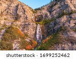 Bridal Veil Falls, Provo, Utah during autumn season.