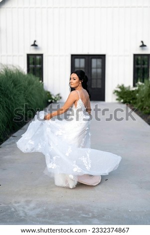 Bridal Women Photo With White Dress And White Flower Outdoor Photo royalty-free images. Beautiful Bride Portrait wedding, gorgeous young woman in white dress and white flower in outdoor. series.