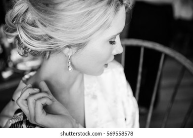 Bride Getting Hair And Makeup Done