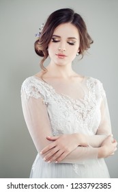 Bride Girl With Makeup And Updo Hair, Fashion Portrait