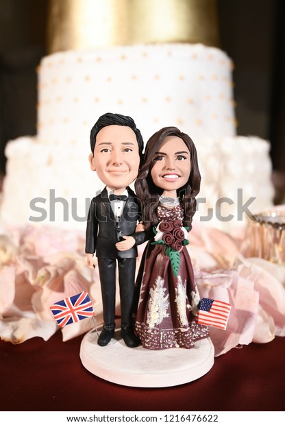 Bride Groom Cartoon Statue Wedding Cake Stock Photo Edit Now