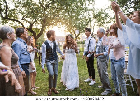 Similar – Image, Stock Photo Women Flower Wreath Confetti Forest