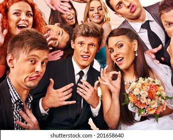 Bride And Groom In Photobooth. Wedding.