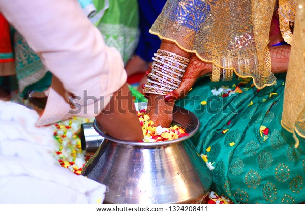 Bride Groom Playing Find Ring Game Stock Photo Edit Now 1324208411