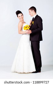 Bride And Groom Portrait In Studio