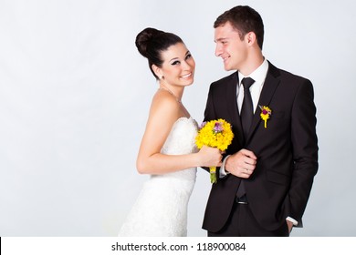 Bride And Groom Portrait In Studio