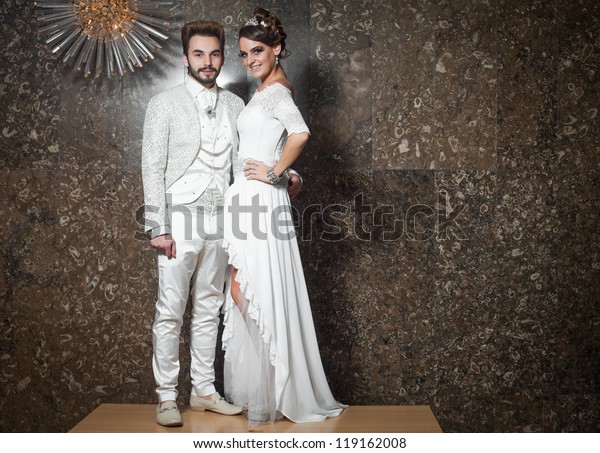 Bride Groom Posing Wedding Outfits Stock Photo Edit Now 119162008