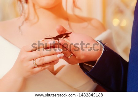 The bride and groom received a gift box with live butterflies