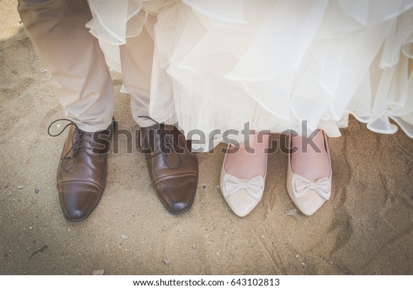 Bride Groom Shoes On Beach Sand Stock Photo Edit Now 643102813