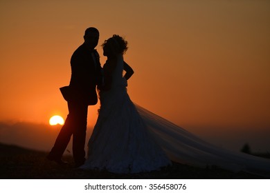 bride groom silhouette