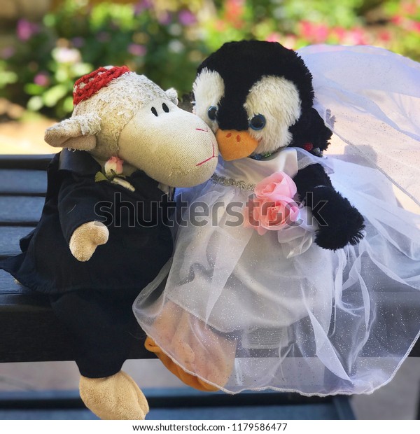 bride and groom stuffed animals