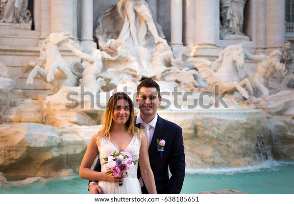 Bride Groom Wedding Poses Front Trevi Stock Photo Edit Now 638185651