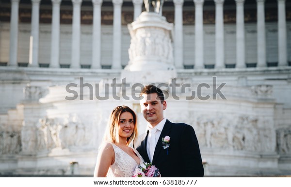 Bride Groom Wedding Poses Front Altar Stock Photo Edit Now 638185777