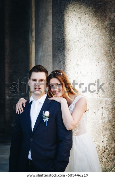 Bride Groom Wedding Poses Front Pantheon Stock Photo Edit Now