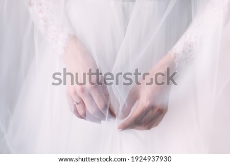 Similar – sad bride in wedding dress and long veil