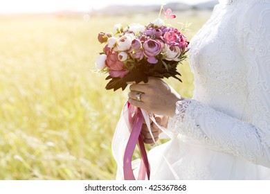 Bride Hand Holding Bouquet