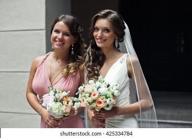 Bride With Her Best Friend Are Smiling