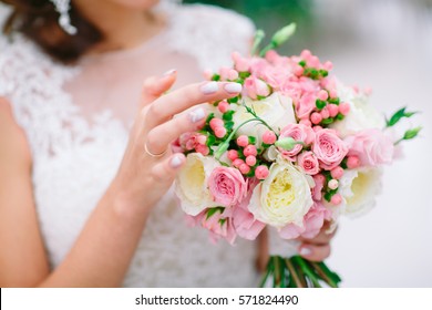 Bride Holding Bouquet.