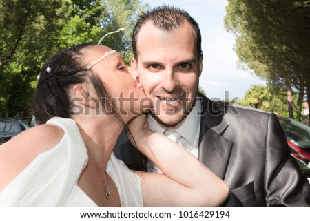 bride kiss new groom in wedding