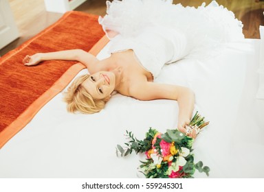 bride lying in bed