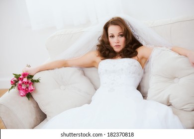 Bride: Bride On Couch With Annoyed Look On Face